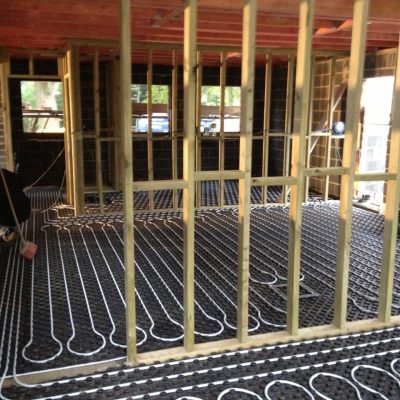 underfloor heating installation on building site